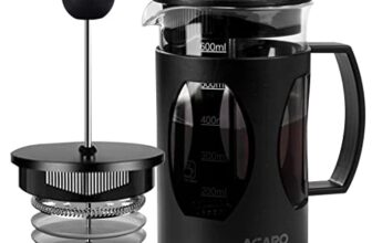 Agaro Elite French Press Coffee And Tea Maker, Borosilicate Glass Body With Sleeves, Glass Carafe, Bpa Free Plastic Lid Strainer, 600Ml