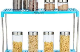 Floraware Multiuse Multipurpose Rack, Steenless Steel Kitchen Organiser Rack, 2 Layer, Blue