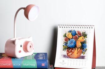 Lexton Led Camera Shaped Study Table Mini Lamp For Students | Rechargeable Desk Lamps With Pencil Cutting & Pen Barrel |Usb Warm Light Led Children Study Lamp Toy | (Pink, Pack Of 1)