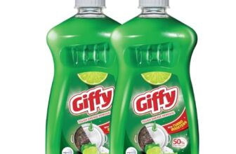 Giffy Concentrated Liquid Dish Wash Gel 500Ml Pack Of 2 With Active Salt & Lime| 2X Faster Tough Grease Removal & Mild Fragrance| Removes Tough Malodour| Leaves No White Residue| Hand-Safe