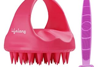 Lifelong Silicone Scalp Massager Shampoo Brush With Body Scrubber | Soft Silicone Hair Scrubber For Washing Hair, Scalp Brush For Hair Growth & Dandruff Treatment |Wet Dry Hair Massager For All Hair Types Of Women(Pink, Llm675)