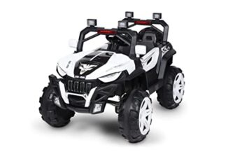 Brunte Kids Fun Rechargeable Battery Operated Ride On Electric Car Jeep For Kids Usb, Music Battery Operated Big Car For Kids To Drive 2 To 8 Years Boys Girls (White), Made In India