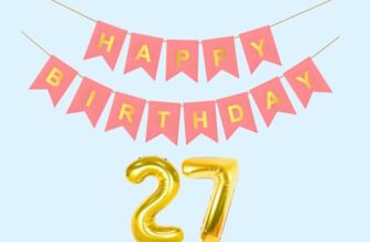 Mystic Toy Store 27Th Happy Birthday Decoration Kit Light Pink For 27 Year Old Boys Girls Men With Number Twenty-Seven Party Decorations Decor Celebration Items Item Set Combo Reusable Paper Banner