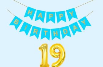 Mystic Toy Store 19Th Sky Blue Happy Birthday Decoration Kit For 19 Year Old Boys Girls Teenage With Number Nineteen Party Decorations Decor Celebration Items Item Set Combo Reusable Paper Banner