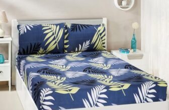 Amazon Brand – Solimo Super Soft Polyester Double Bedsheet With 2 Pillow Covers | 95 Gsm (Blue) | 144 Tc