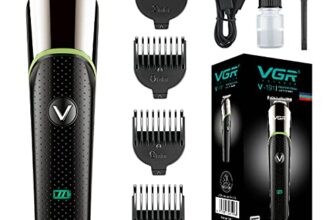 Vgr V-191 Professional Rechargeable Cordless Beard Hair Trimmer Kit With Guide Combs Brush Usb Cord For Men, Family Or Pets, Black