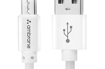 Ambrane 2.4A Fast Charging Output Usb Cable With Micro To Usb For Mobile, Neckband, True Wireless Earphone Charging, 480Mbps Data Sync Speed, 1M Length (Acm – Az1, White)