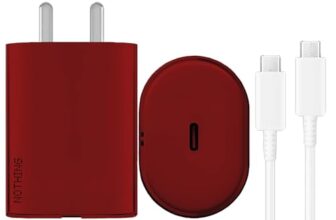 Nothing Charger Original 15W Adapter Fast Charging Usb Type C Adaptor With Pd 3.0 Pps Technology Compatible With Nothing Phone 2A Phone 2 Phone 1 Buds And Other Type C Devices – Maroon