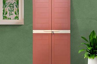 Prima Alfa 2 Plastic Cabinet For Storage | Space Organizer | Shelves | Cupboard | Living Room | Kids | Multipurpose For Home Kitchen & Office Brick Red-Beige Color