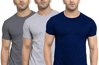 Scott International Men’S Regular Fit T-Shirt – Cotton Blend, Half Sleeve, Round Neck, Stylish, Solid Plain T-Shirts For Men, Mens T Shirt – Pack Of 3 (Navy Blue,Charcoal & Grey, Medium)