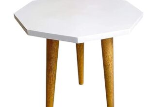 Craftwizards Mid Century Plant Stand/Table, Gamla Stand (12″ D X 13″ H) | Plant Stands For Indoor Plants, Stool For Holding Flower Pots | Indoor Plant Stand, Modern Home Decoration (White) (Wood)