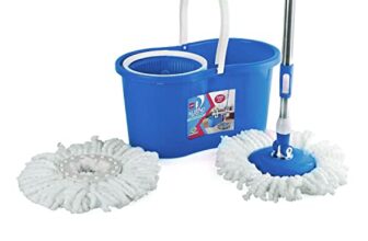 Kleeno By Cello Compacto Spin Mop With 2 Refill | 360 Degree Rotating Mop | Extendable Rods With Handle Lock | Floor Cleaning Mop | Mop With Bucket | Blue