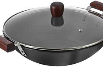 Amazon Brand – Solimo Hard Anodized Aluminium Kadhai With Induction Base, Black, 30Cm