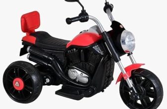 Babygo Kids Electric Ride-On Motorcycle Bike –Kids Scooter Bike With Training Wheels, Led Lights, Music, Realistic Sounds – Long Battery Life Toy Bike For Boys & Girls Ages 1–8 Year -Red