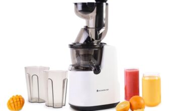 Wonderchef Regenta Full Fruit Juicer | Professional Cold Press | High Juice Yield | 240W | 55 Rpm | Fine Strainer | All-In-1 Fruit & Vegetable Juicer | White | 2 Year Warranty