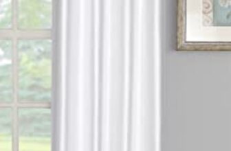 Decoholic Faux Texture Pro Solid Durable Heavy Polyester Fabric Insulated Grommet Curtains/Drapes For Bedroom/Living Room Door – 8 Feet – 1 Panel, White