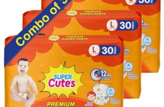 Super Cute’S Premium Baby Diapers L Size, 90 Count, Super Soft And Rash Free Diapers, Overnight Leakage Protection (Pack Of 3)