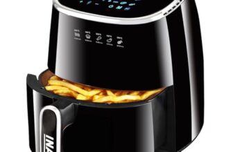 Inalsa Air Fryer For Home|5.5 L Capacity|1600 W With Smart Aircrisp Technology|Quick Heat Circulation|4-In-1 Appliance With 8 Preset Menu & Digital Display,Tasty Fry 5.5, Black