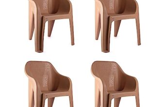 Cello Dynamo Chair Set Pack Of 4 – Dark Beige (Plastic) | Strong And Durable | Easy To Clean | Chair For Living Room, Bed Room, Kitchen, Office Room, Outdoor | 3 Years Warranty