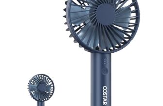 Costar Mini Portable Fan, Brushless Motor Hand Fan With Table Phone Holder Base, 3 Speeds Small Makeup Fan, 1200Mah Usb Rechargeable Electric Fan For Summer And Travel Use By Women And Men (Blue)