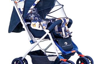 Staranddaisy Stroller For Baby Boy & Girl 0 To 3 Years / Baby Stroller With Lightweight / Foldable Pram For Baby With 3-Point Safety Harness, Adjustable Backrest, 360° Swivel Wheel, Large Storage, Reversible Handlebar, Extended Mosquito Net