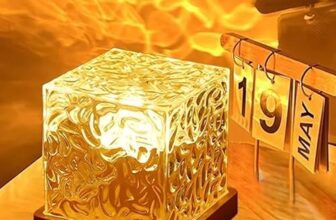 Desidiya Acrylic Romantic Ocean Wave Night Light Projector Lamp, 3D Water Wave Effect Crystal Table Lamp With Remote Control (Battery Not Included), Led Projection For Bedroom Decor, Cube