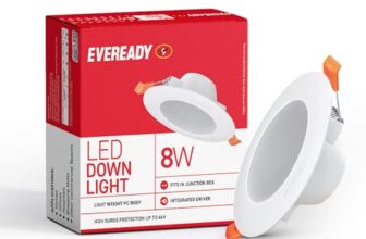 Eveready 8W Led Downlight, Round Shape, Cool Day White, 75 Lm/W Efficiency, 4Kv Surge Protection, 600 Lumens, 75Mm Cut Size, Lightweight, Integrated Driver, Junction Box Fit
