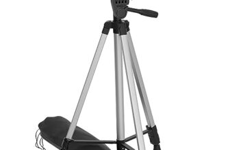 Amazon Basics Aluminium Professional Sturdy Tripod With Mobile Phone Holder Mount, 3-Way Head, Accessory Hook, And Carry Bag For All Smart Phones, Gopro, Cameras (35-125 Cm)