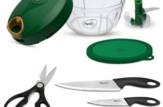 Pigeon By Stovekraft Kitchen Tools Value Combo (400Ml Chopper & Storage, 3 Knives Set, 1 Kitchen Scissor)