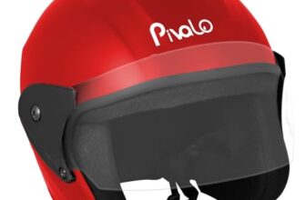Pivalo Eeco Open Face Helmet Isi Certified Smooth Finish Lightweight & Compact Unisex Half-Face Helmets With Clear Visor & Adjustable Strap For Bike Men Women (Pack Of 1, Red, 580Mm)