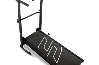 Sparnod Fitness Sth-550 Manual Foldable Treadmill For Home Use, Your Pace Your Power Real-Time Tracking 5-Layer Anti-Skid Belt 100×35 Cm Deck Shock Absorber Manual Incline Mobile Holder Compact Design