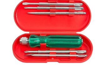 Spartan Bs-01 5-In-1 Pc Screw Driver Kit With 2 Flat Blades, 2 Phillips Head, 1 Round Poker Bar For Home Use/For Multipurpose Application (S-6, Green)