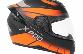 Tvs Xpod Aerodynamic Helmet For Men-Isi Certified, Ultrawide Visor, Quick Release Strap-Premium Bike Helmet With Enhanced Air Circulation (Orange Grey Dual Tone-Xl)