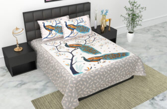 Sugun 104 Tc Cotton Double Jaipuri Prints Flat Bedsheet(Pack Of 1, Blue)