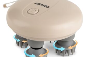 Agaro Regency Scalp Massager, Rechargeable Electric Head Kneading Massager, 3 Speed Modes, Handheld Portable Head Scratcher Massager For Hair Growth, Deep Clean & Stress Relax, White