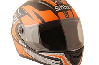 Sage Square Isi Certified Abs Clear Visor, High Standard Safety, Enhanced Design, Extra Comfort, Enhanced Design Proud 45 Full Face Graphic Helmet (Medium, Black Matte – Orange)