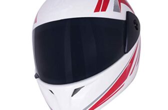Western Era Enhanced Comfortable Design Pro Impact Resistant Abs Shell Isi Certified Full Face Helmet And Uv Protection Visor (Large, White Glossy Red)
