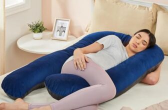 Amazon Basics Full Body Pregnancy Pillow For Maternity,Baby Nursing,Full Body Support-Abdomen,Hip,Spine,Neck&Leg Support Cushion|Perfect Baby Shower Gift |U-Shaped-Washable Cover With Zip-Blue & Grey
