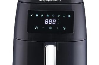Morphy Richards Digital Air Fryer For Home|1500W With Digital Control|Dual Fan Technology|Adjustable Time & Temperature Control|Voltage Fluctuation Protection|2-Yr Warranty By Brand|Black, 5 Liter