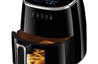 Inalsa Air Fryer For Home|5.5 Liter Capacity|Visible Window & Internal Light|1600 W With Smart Aircrisp Technology|6-In-1 Appliance With 8 Preset Menu & Digital Display (Tasty Fry Dw5.5) Black