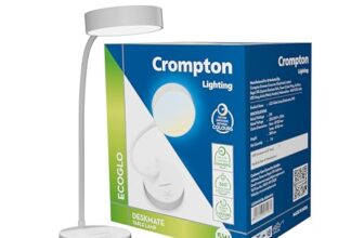 Crompton Plastic Led Deskmate|Table Lamp|Desk Light|5W|Sleek & Usb Rechargable|Colour Changing|Smooth Dimming|Flexible & Adjustable Neck|Flame Safe Technology|Pack Of 1,White