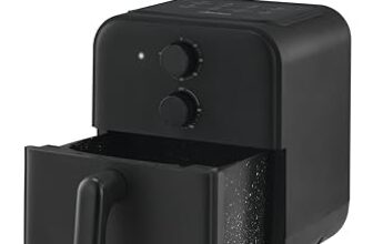 Midea 4.2L Air Fryer | 1600W Power Auto Cut-Off | 90% Less Oil| Crisp Frying, Grill, Roast, Steam & Bake | Teflon Non Stick Coating & Crisper Plate| With Temp & Timer Knob, Black