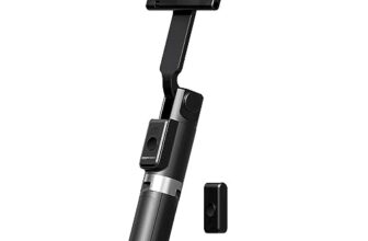 Amazon Basic Selfie Stick Tripod with Wireless Remote, 3 Colors, 4 Color Modes, Useful for Travel, Makeup, Vlogging and Photography