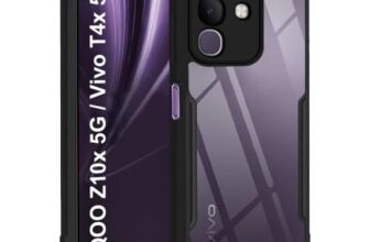 𝐒𝐡𝐢𝐚𝐫𝐚𝐦 Back Cover for iQOO Z10x 5G / Vivo T4X 5G | Matte Soft Silicone | Camera Bump Protection | Shockproof Flexible Rubberised Case (Transparent_Black)