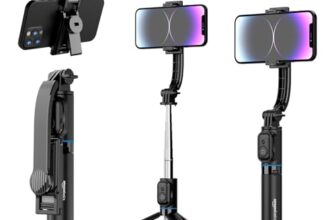 Amazon Basics Selfie Stick with Detachable Phone Clip | 107 cm Extendable | Remote Control | Compatible with Mirrorless/Action Camera, Ring Light, Gopro | Ideal for Selfies, Vlogging, Black