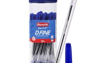 Reynolds DFINE Ball Pen SET – 25 BLUE PENS WITH COMFORTABLE GRIP |BLUE BALL PENS FOR WRITING | PEN FOR STUDENTS & OFFICE STATIONERY | 0.7 mm TIP SIZE