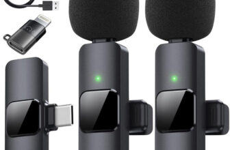 GADGETSWEAR K9 Wireless Lavalier Microphone, Collar Mic for YouTube, Bluetooth for Type-C, Mic with LED Indicator, Noise Cancellation(Black)