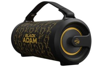 ZEBRONICS DC Black ADAM Edition Rocket 500 Bluetooth 5.0 Portable Speaker 20W RMS, TWS, 10 Hour Backup, Built-in Rechargeable Battery, RGB Lights, Detachable Handle, Wired mic Port & Type C