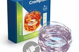 Crompton Galaxy Decoration Copper USB Powered String Fairy Lights with 100 Led Light (10 Meters/32 Feet, Cool Day Light, Pack of 1)