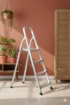 Aardwolf Quickfit Step Aluminium Ladder, Silver, Non-Slip Steps with Platform, 150 kg Load Capacity (4 Step)